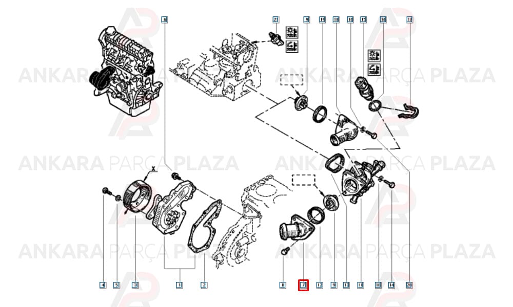 Laguna Megane 2.0 8V Termostat Kapağı Orijinal 7700872079
