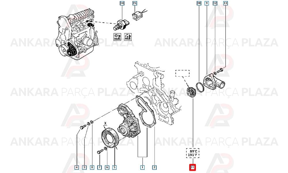 Renault 9 11 21 1.7 Ducato Termostat 89C Febi
