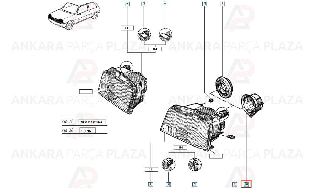 Renault 9 Em Far Arka Plastiği Kaya
