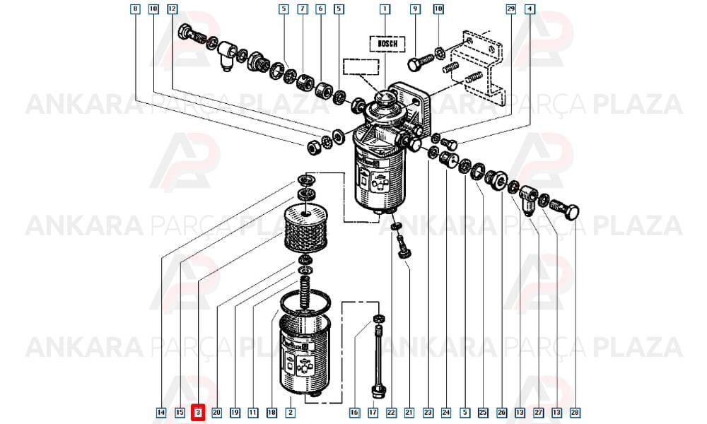 Mazot Filtresi F8Q Express Clio 1.9 Dizel 91 - 99 7701033176