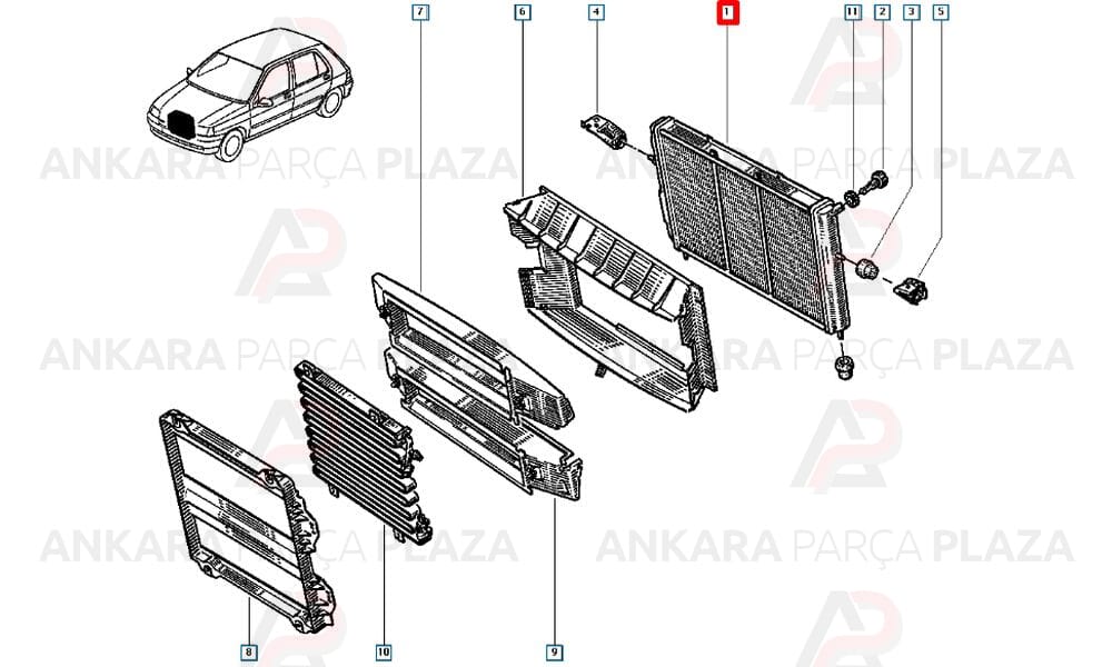 Su Radyatörü 2 Sıra Alüminyum Sistem Renault 19 1.4 1.6 Karbüratörlü