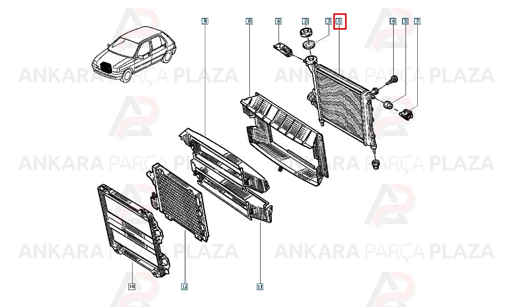 Su Radyatörü 2 Sıra Alüminyum Sistem Renault Clio 1 1.2 - 1.4 91-98