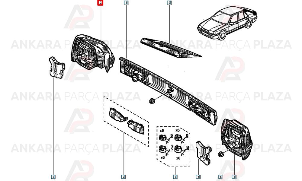 Renault 19 Europa Sedan Stop Lambası Duysuz Sol 1992 - 2001 Meydan