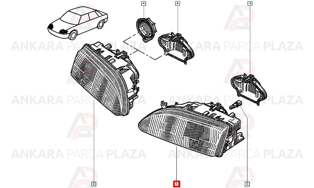 R19 Europa 92 - 01 Far Lambası Sol Manuel 7701036027