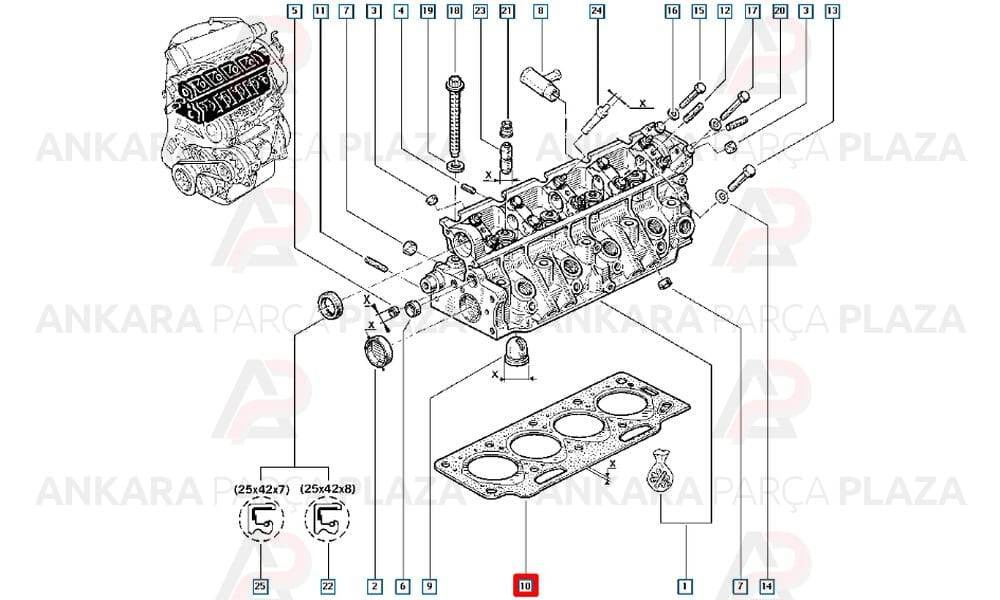 Silindir Kapak Contası Renault 9 Dizel 1.85Mm 3 Çentik