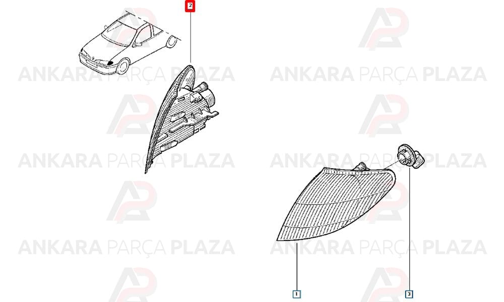 Megane 1 Ön Sinyal Sağ Beyaz Meydan