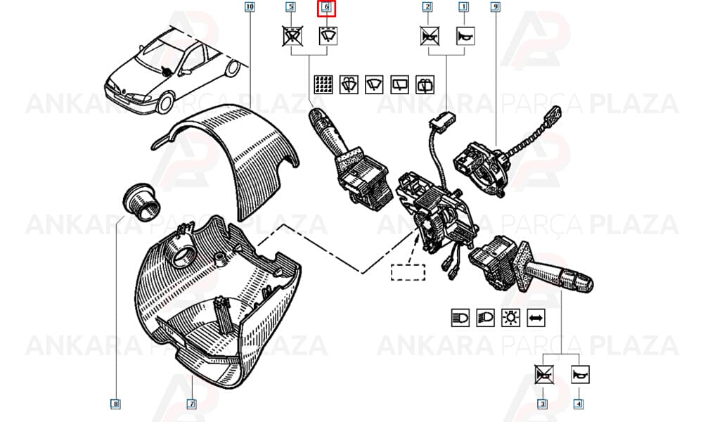 Far + Sinyal + Silecek Ve Yol Bilgisayarı Kumanda Kolu Megane 1