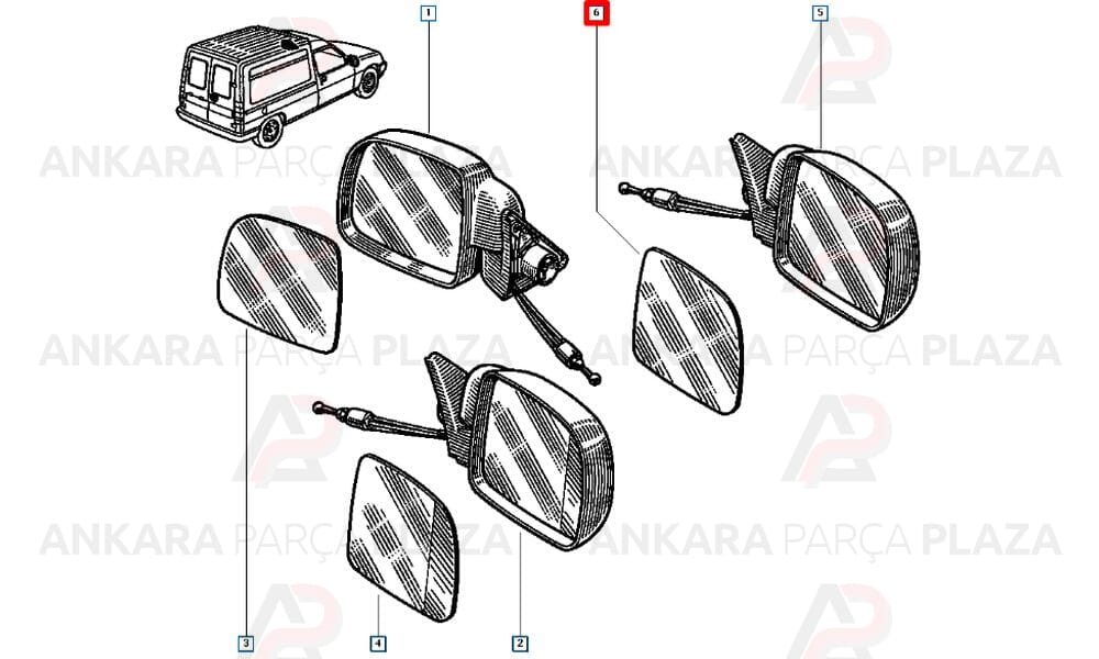 Kangoo, Express Yan Ayna Sağ 1995 - 1999 Meydan