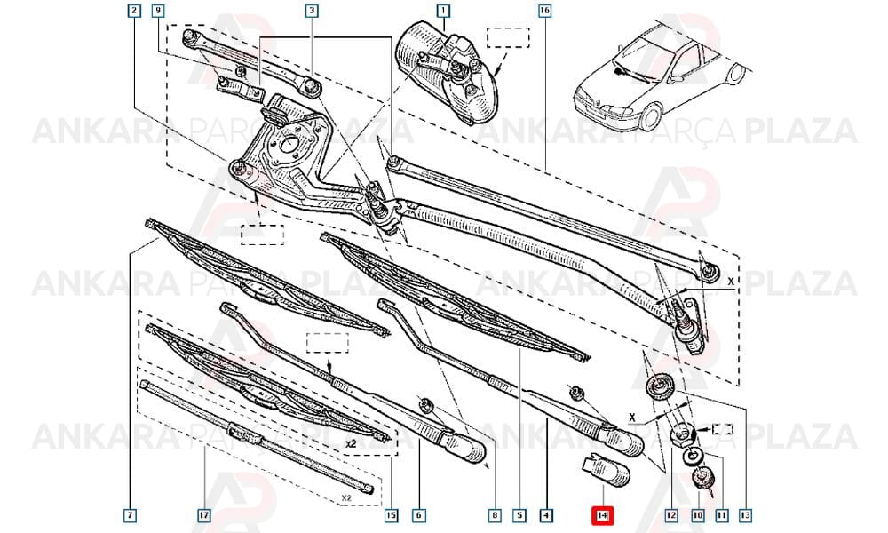 Silecek Kol Kapağı Megane 7701051887