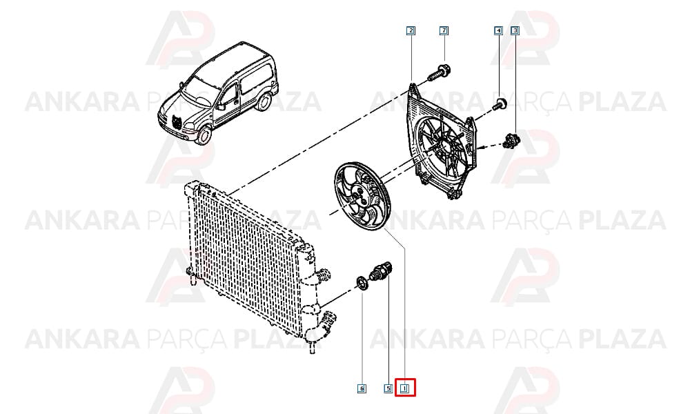 Renault Kangoo 1.9 Dizel Fan Motoru + Fan Davlumbazı F8Q 200W 385Mm Kale