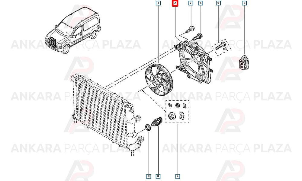 Kangoo 1.9 Dizel Fan Motor Şasesi F8Q 7701043966