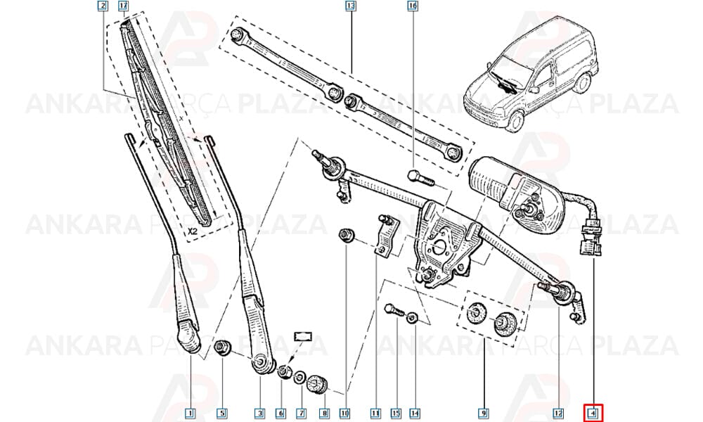 Kangoo 1, 2 Silecek Motoru Seger