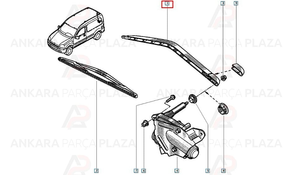 Silecek Kolu Arka Kangoo Çift Arka Kapı 7701043990