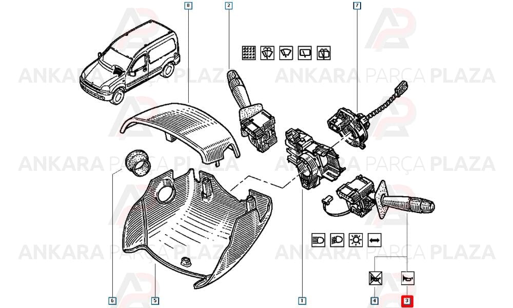 Renault Kangoo Far Sinyal Kumanda Kolu Sisli Kornalı Valeo
