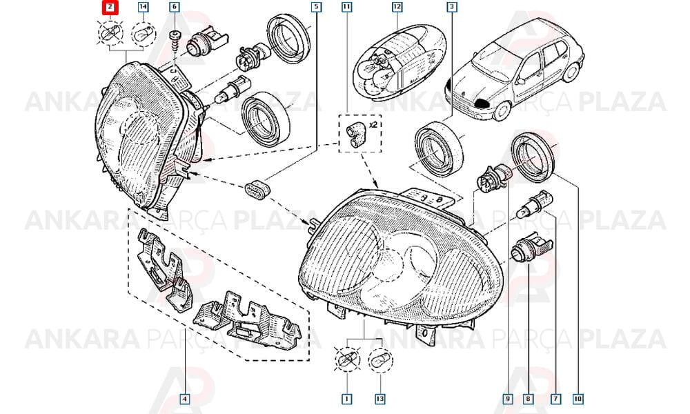 Far Sağ Clio Hb 1998-2002 Çift Optik