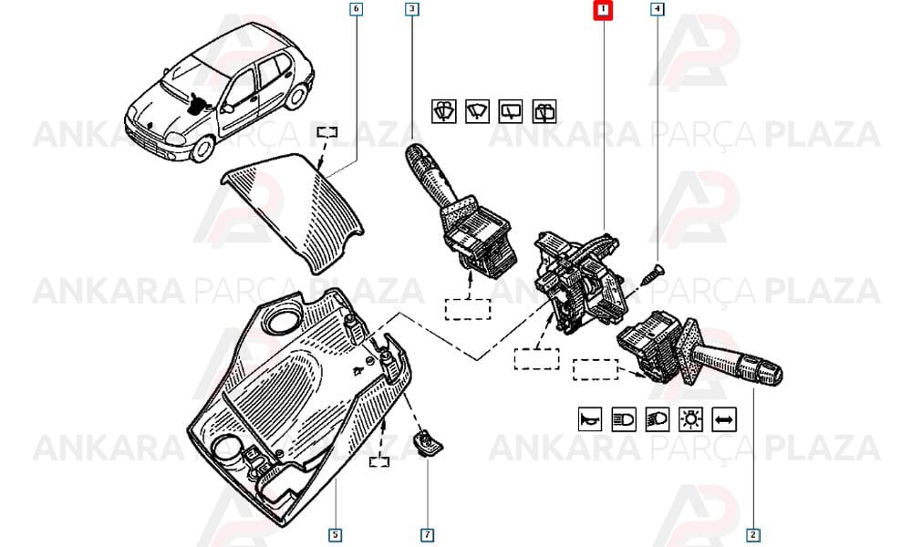 İkaz Kol Parçası Direksiyon Airbag Sargısı Clio 2 Hb 7701045279