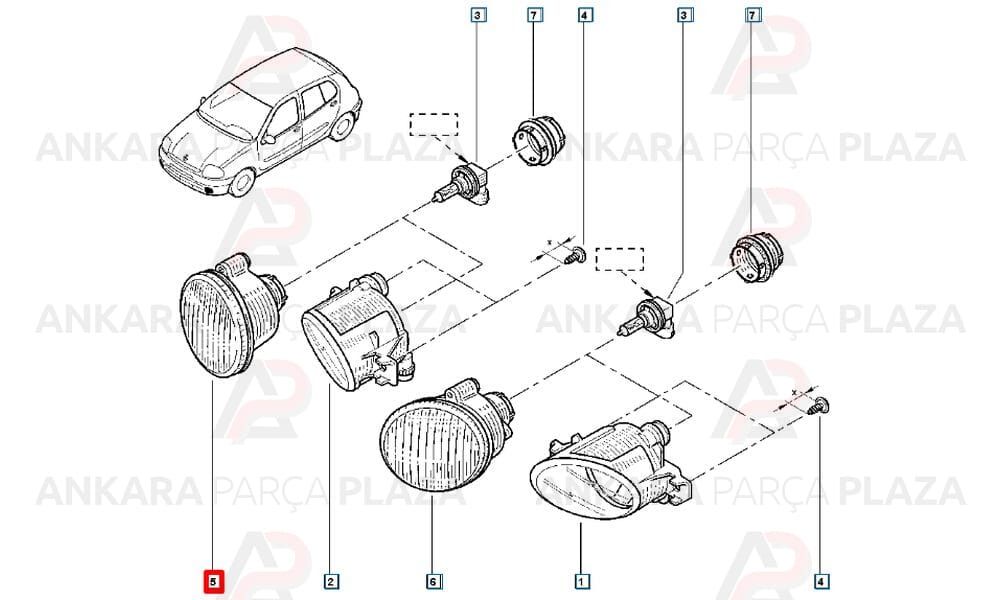 Clio Espace Twingo Kangoo Laguna Megane Trafic Sis Farı Ön Sağ Meydan