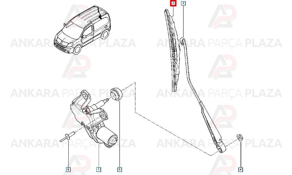 Silecek Süpürgesi Arka Renault Kangoo 3 Megane 3 350Mm