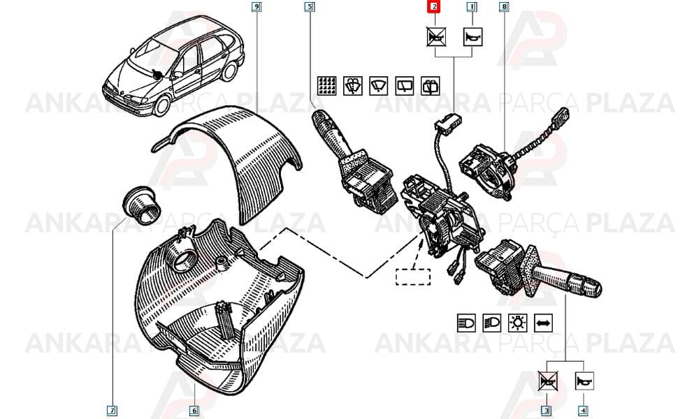 Direksiyon Göbeği İkaz Kol Bağlantı Parçası Megane Scenic 7701045859