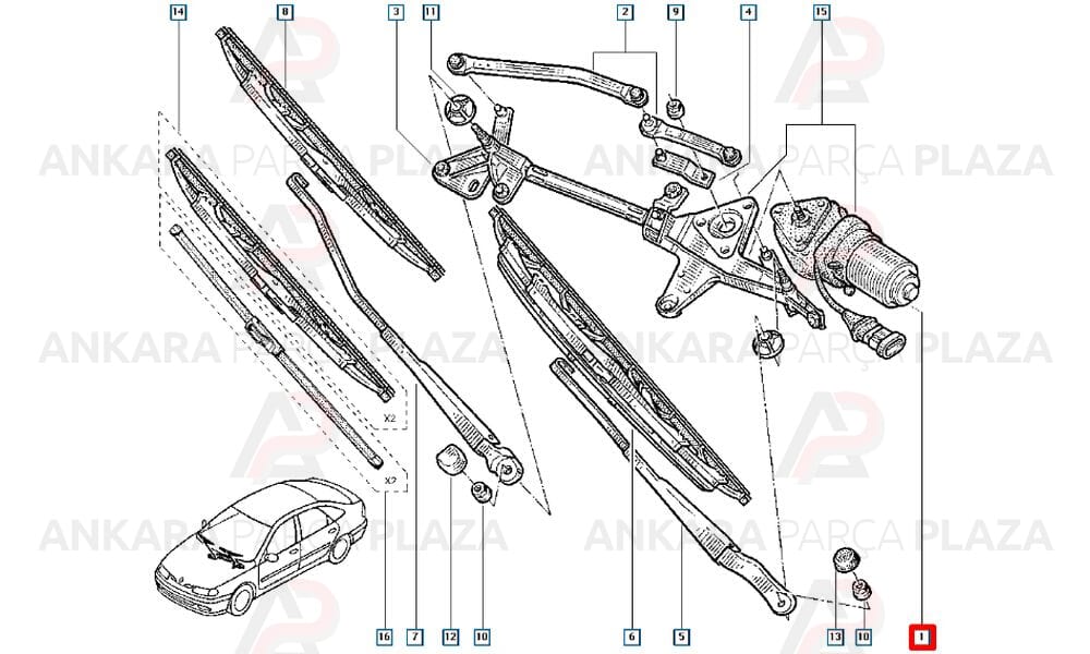 Silecek Motoru Ön Renault Laguna 1 1995 2001 Megane 1 1999 >