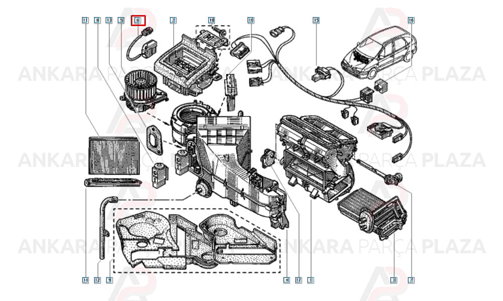 Kalorifer Klape Motoru 2 Fiş Megane 1 7701046056