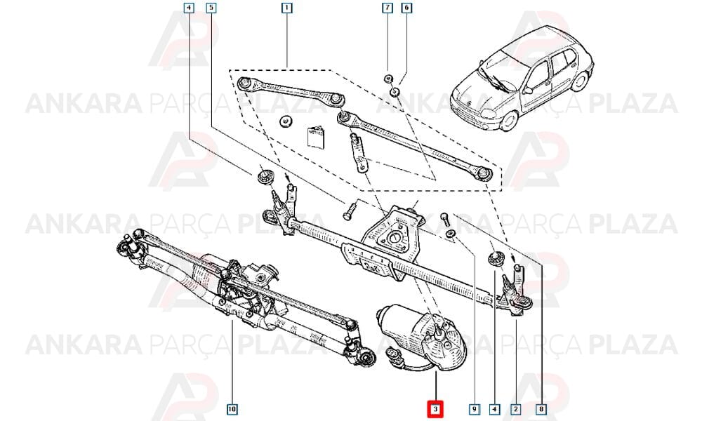 Renault Clio 2, Clio 3 Silecek Motoru Valeo