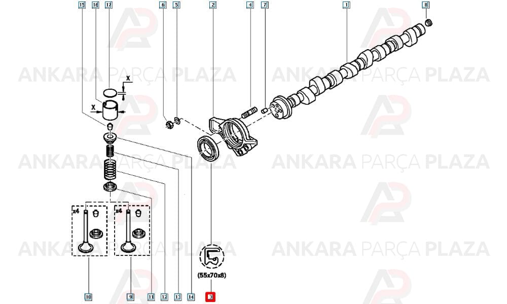 Eksantrik Ön Kapak Keçesi Ducato Master 2.5 2.8 55X70X8