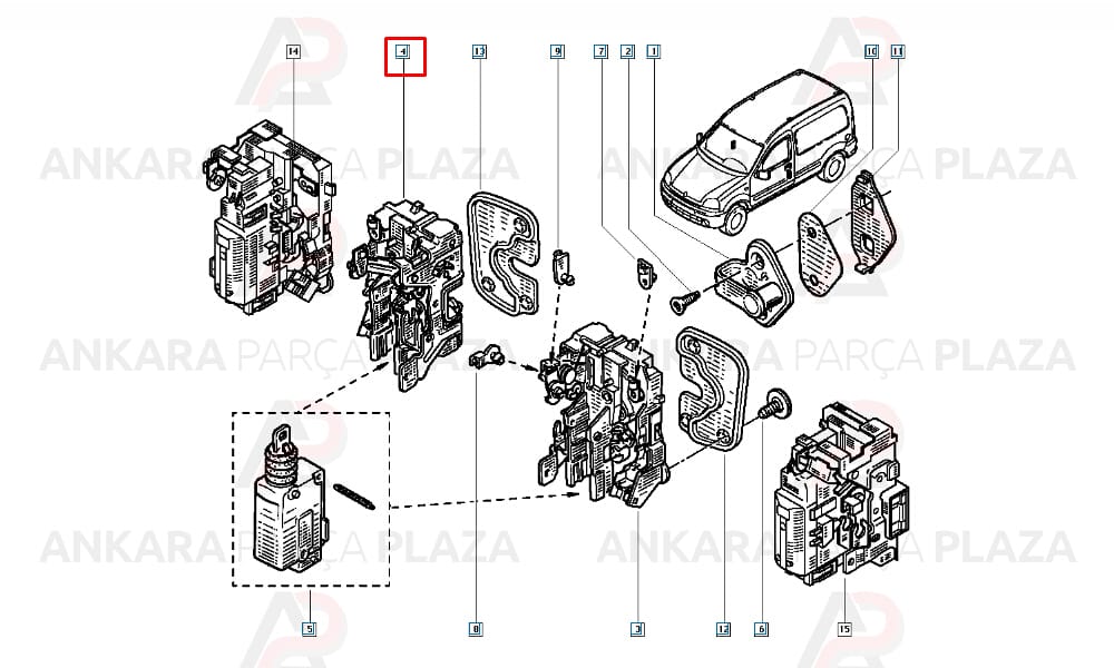 Sağ Ön Kapı Kilidi Kangoo 7701046800