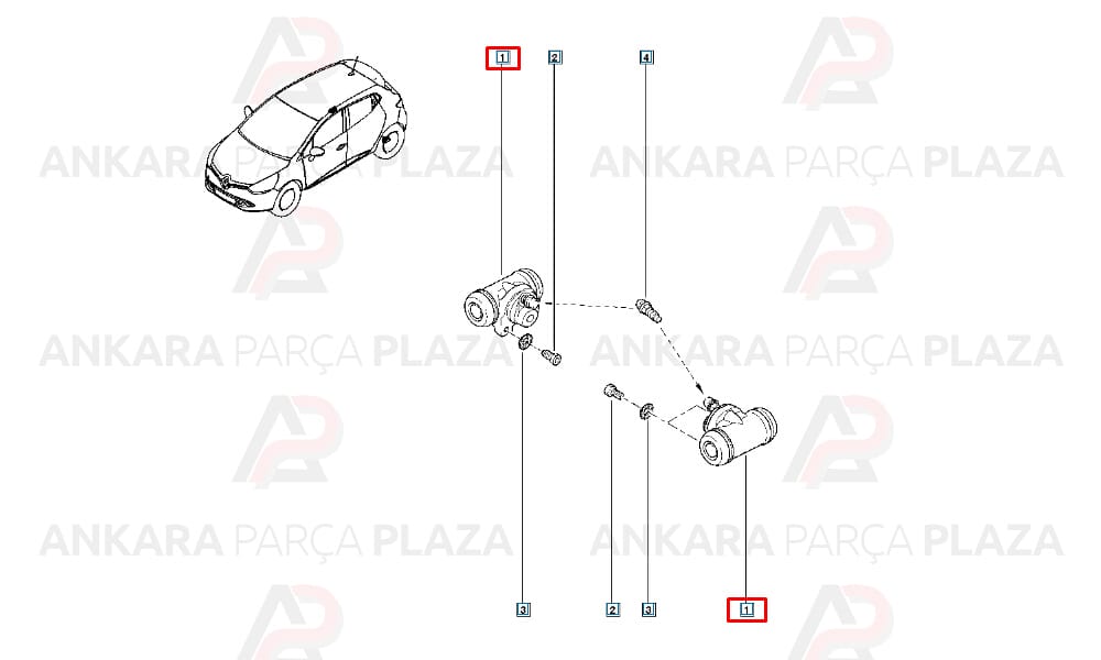 Clio 3, 4, Logan, Sandero Arka Fren Merkezi Orijinal 7701047838-1