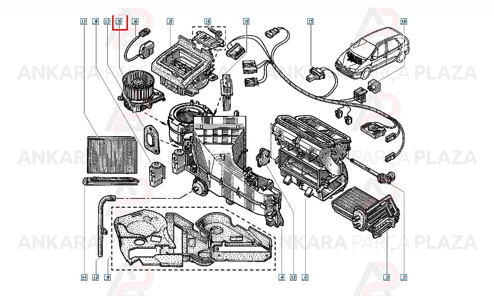 Kalorifer Motoru Renault Master 2, Scenic 1 Otomatik Klimalı 12V