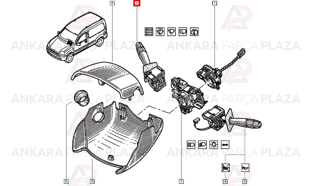 Silecek Kumanda Kolu Kangoo Megane 1,2/1,4/1,5/1,6/1,9/2,0