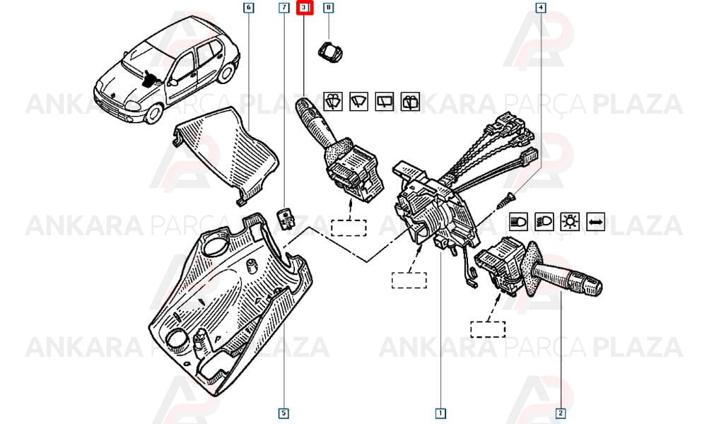 Silecek Kumanda Kolu Clio 2 H.B 7701051760