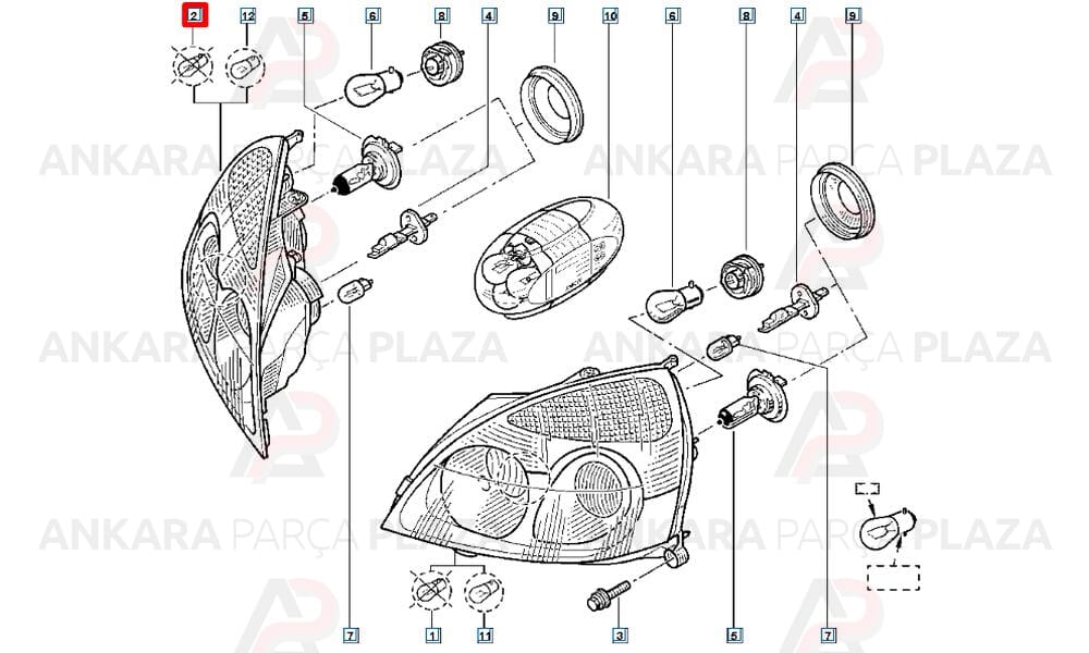 Clio 02 - 06 Far Lambası Sağ Elektrikli - Motorsuz 7701051770