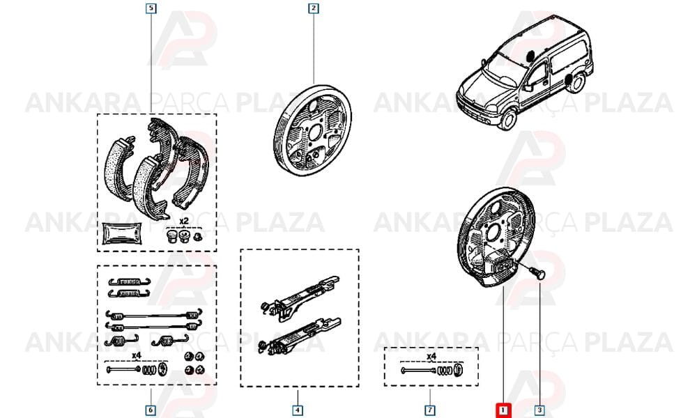 Kangoo Arka Fren Tablası Sol 7701052343