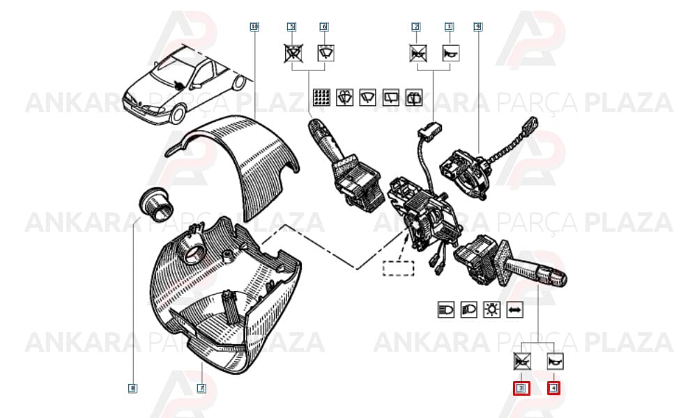 Renault Kangoo Arka Sisli 2003 -> Far Korna Kumanda Kolu Valeo