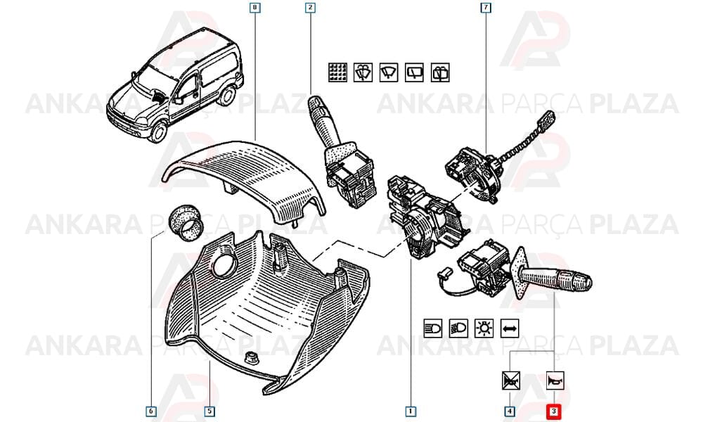 Kangoo, Megane 1 Sinyal Far Kolu Korna + Ön Sis + Arka Sis Hellux
