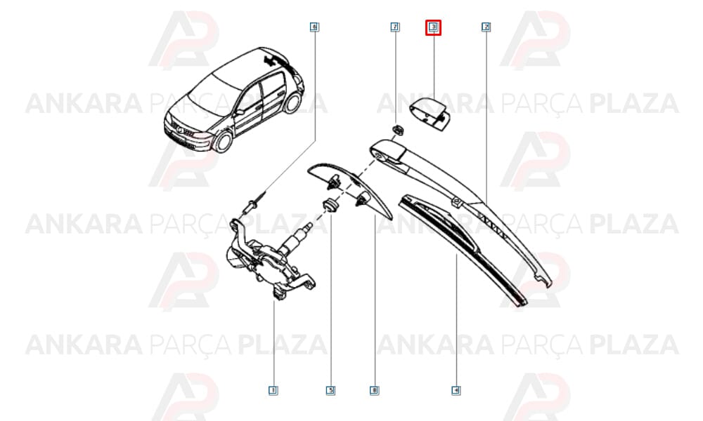 Arka Silecek Kol Kapağı Megane 2 Bm Hatchbeck 7701054825