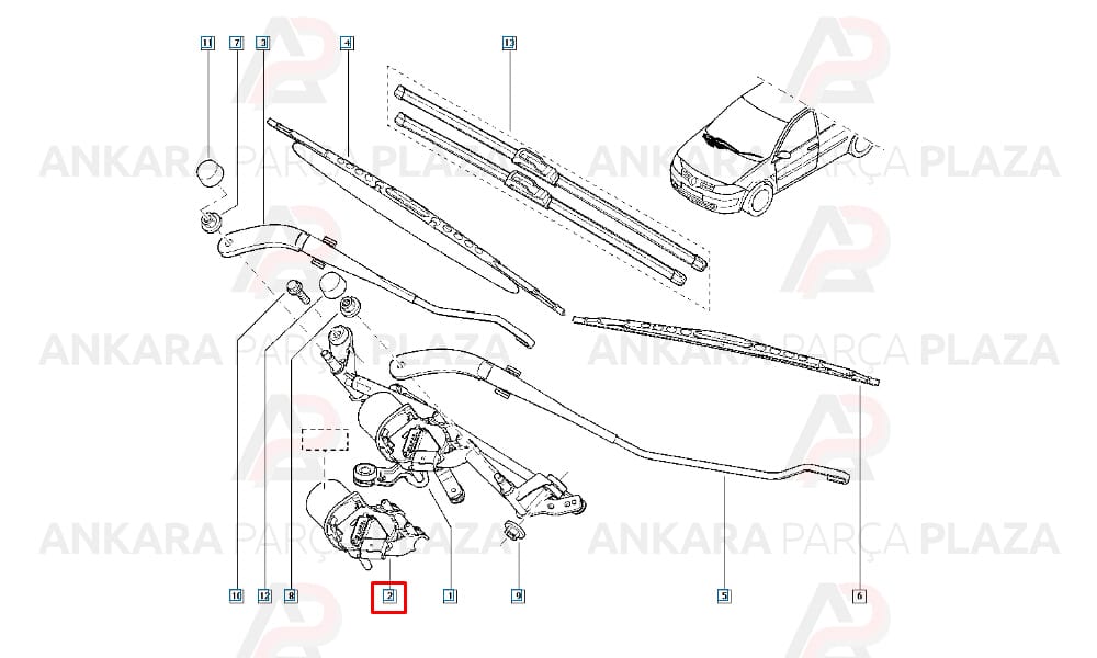 Silecek Motoru Megane 2 Valeo Tipi