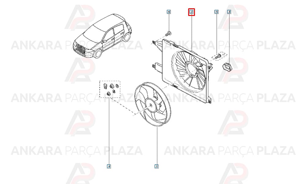 Renault Grand Scenic 2, Megane 2 Fan Motoru + Fan Davlumbazı 380Mm Kale