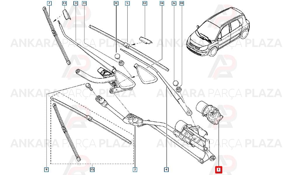 Silecek Motoru Renault Scenic 2 Grand Scenic 2