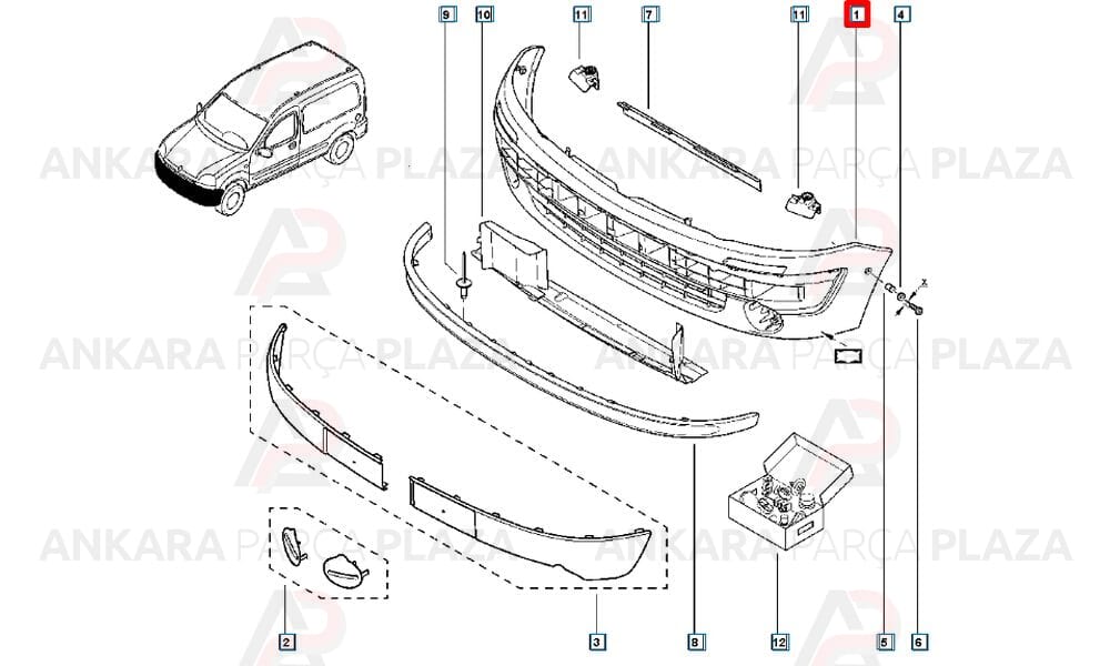 Kangoo 2 Ön Tampon 2003 - 2009 Arası 7701056417 Meydan