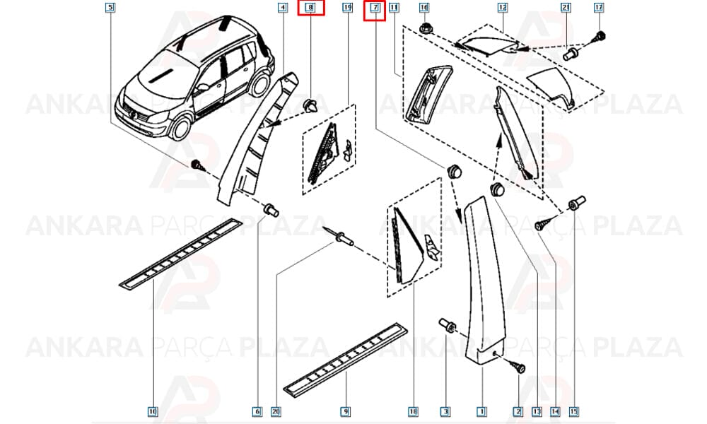 Renault Megane 2 03 - 09 Kapı Döşeme Klipsi 7701056846