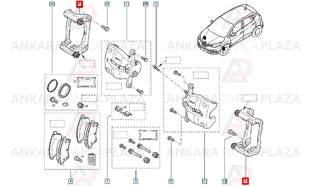 Clio 3 - 4, Kangoo 3, Modüs, Captur Fren Kaliper Başlığı Orijinal 7701059704