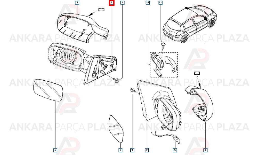 Clio Hatch Back Yan Ayna Sol 2006 - 2009 Meydan
