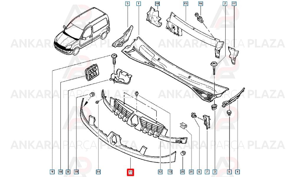 Kangoo Classic 07 - 12 Ön Panjur Dış Koyu Gri 7701062876