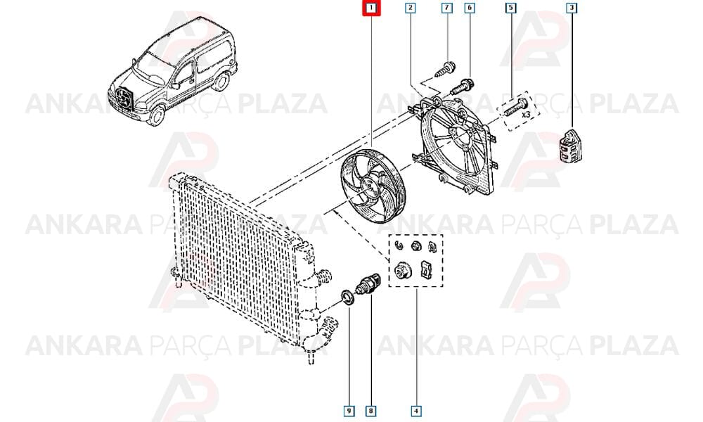 Kangoo Fan Motoru + Pervane 7701062957