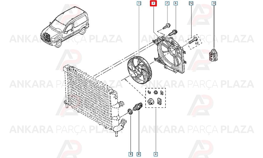 Kangoo 1.5 Dci Fan Motor Şasesi K9K 7701062958