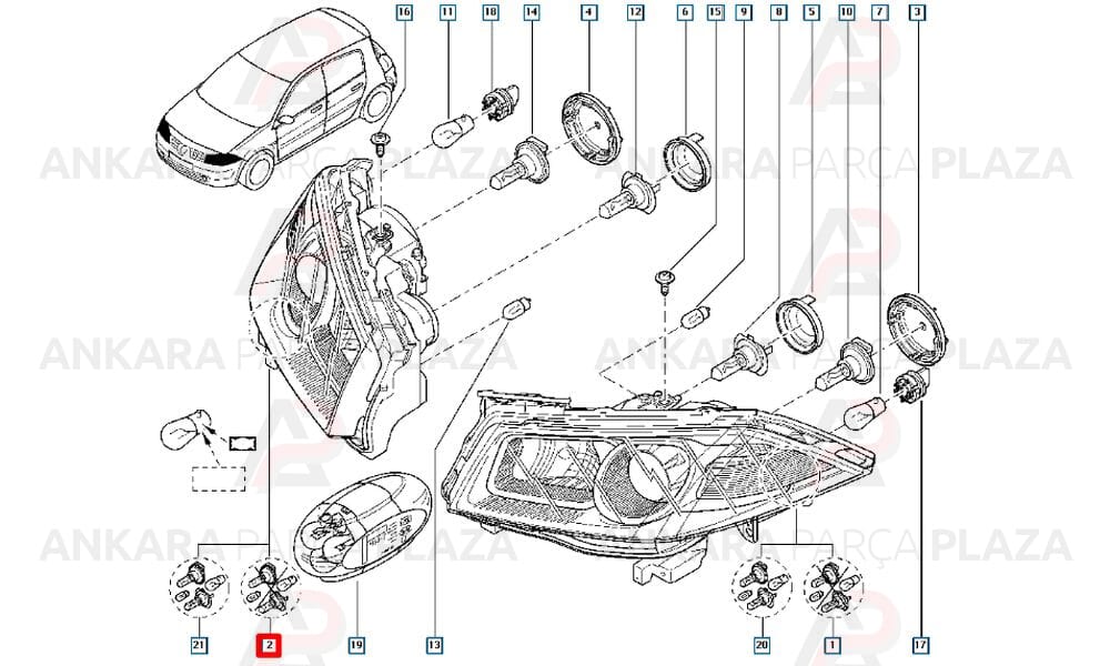 Megane 2 07 - 09 Far Lambası Sağ 7701063220