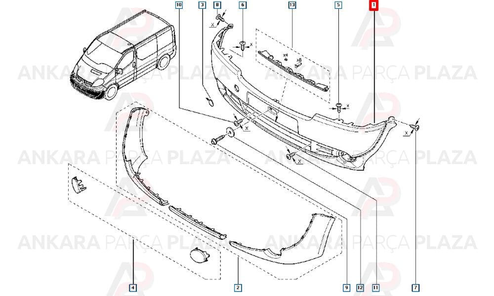 Trafic 2 Ön Tampon 2007 - 2014 Arası Astarlı 7701066115 Meydan