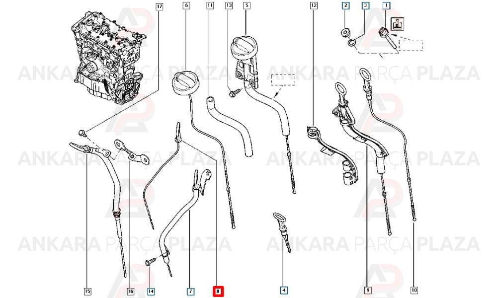 Megane 2 1.4 Yağ Çubuğu Orijinal 7701067122